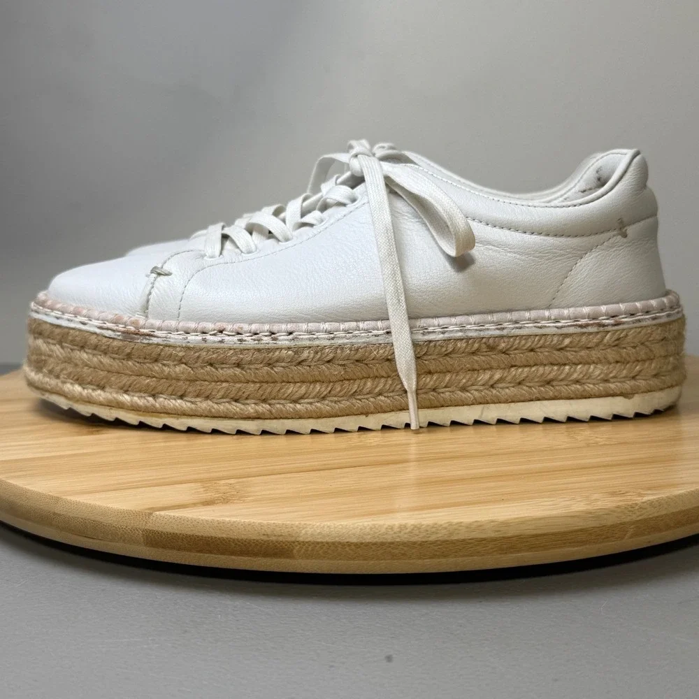 rag & bone White Leather Espadrille Platform Sneakers